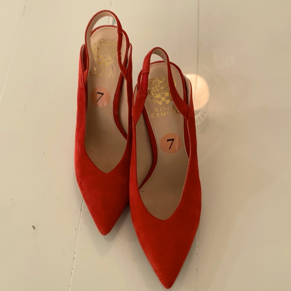Suede red sling back 👠 shoes size 7